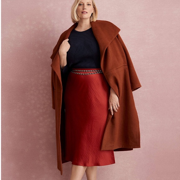 Lane Bryant Rich Rust Brown Shawl Lapel Open Coat - Picture 1 of 7